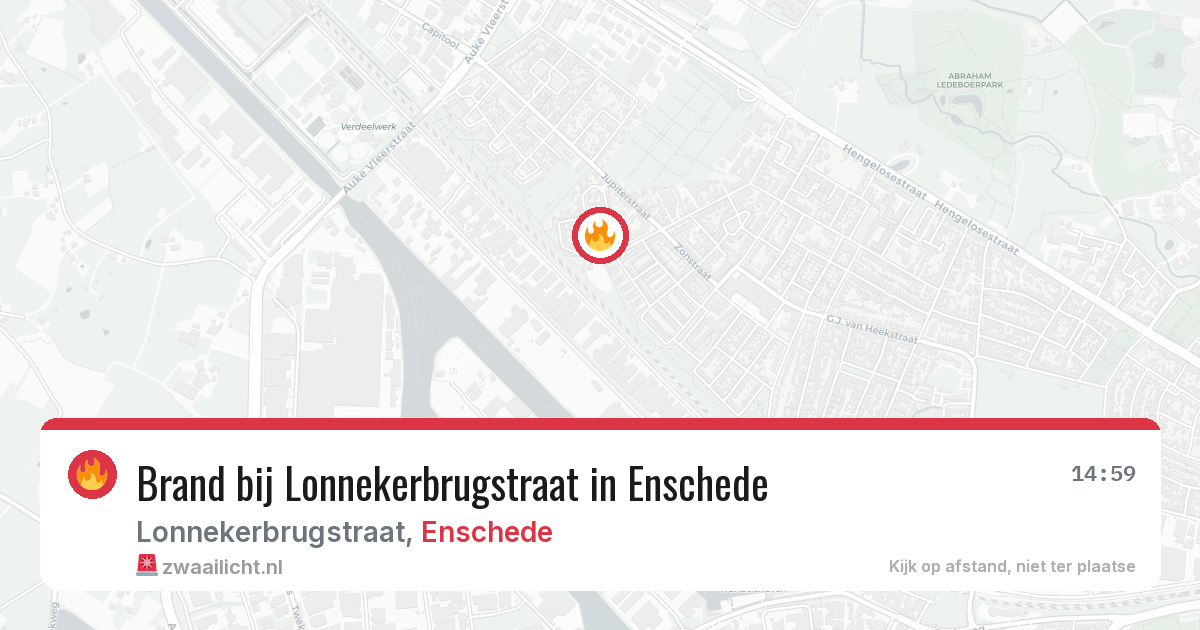 Brand bij Lonnekerbrugstraat in Enschede — 2 jun 2026