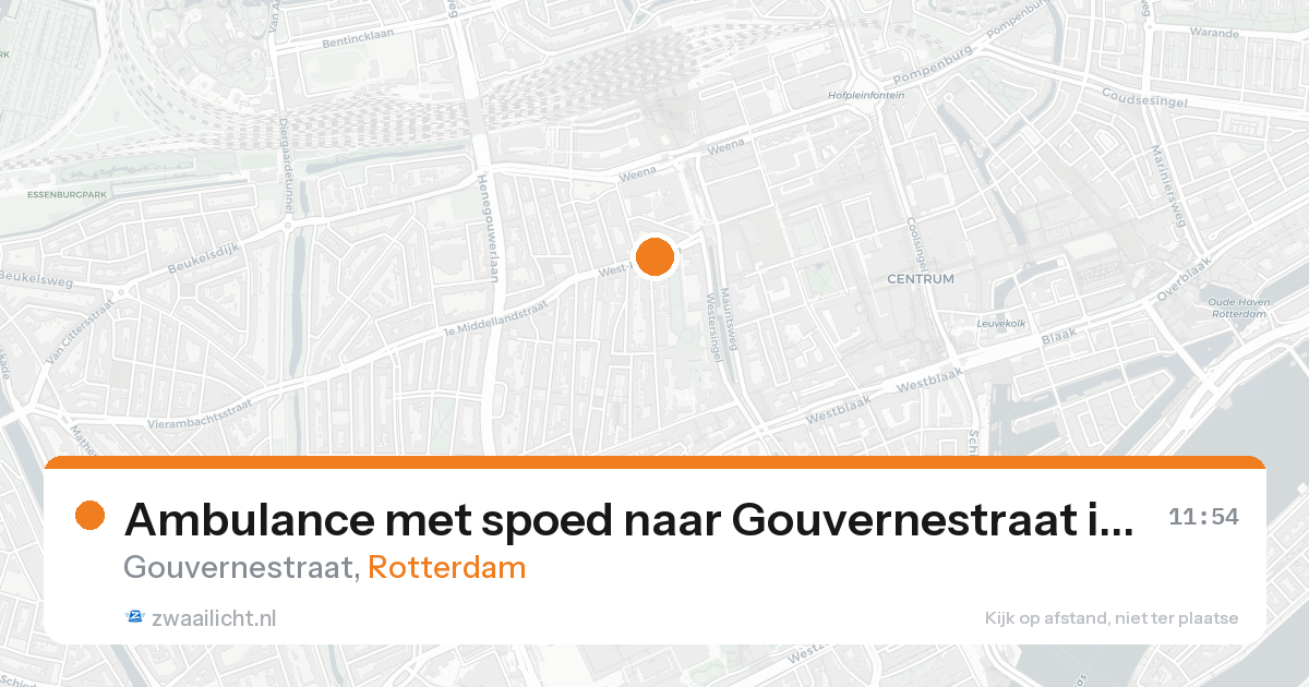 Ambulance met spoed naar Gouvernestraat in Rotterdam — 20 aug 2026