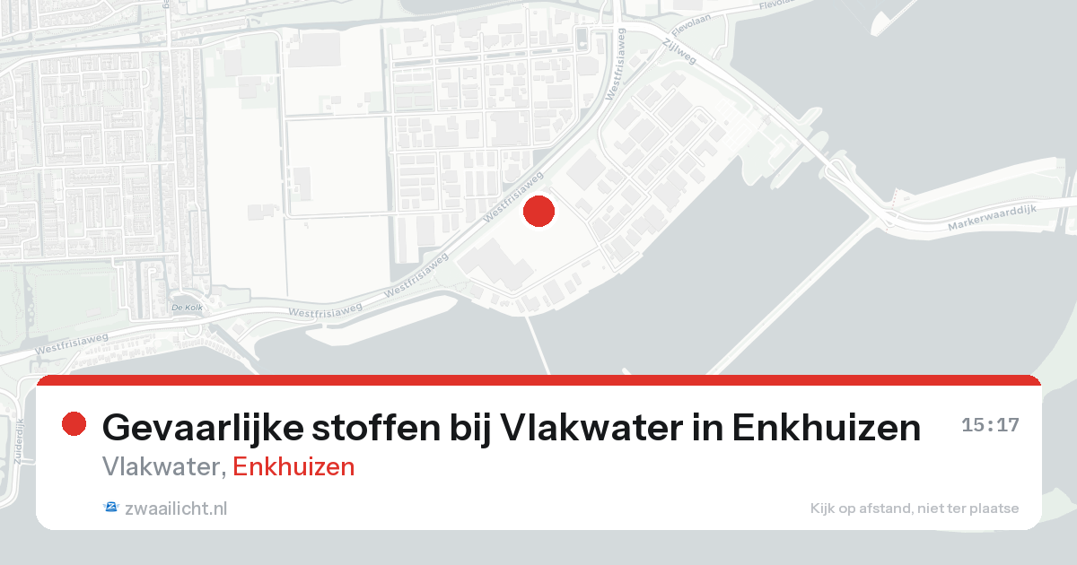 Gevaarlijke stoffen bij Vlakwater in Enkhuizen — 17 aug 2026