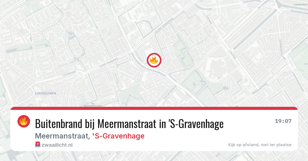 Buitenbrand bij Meermanstraat in 'S-Gravenhage — 19 jun 2026