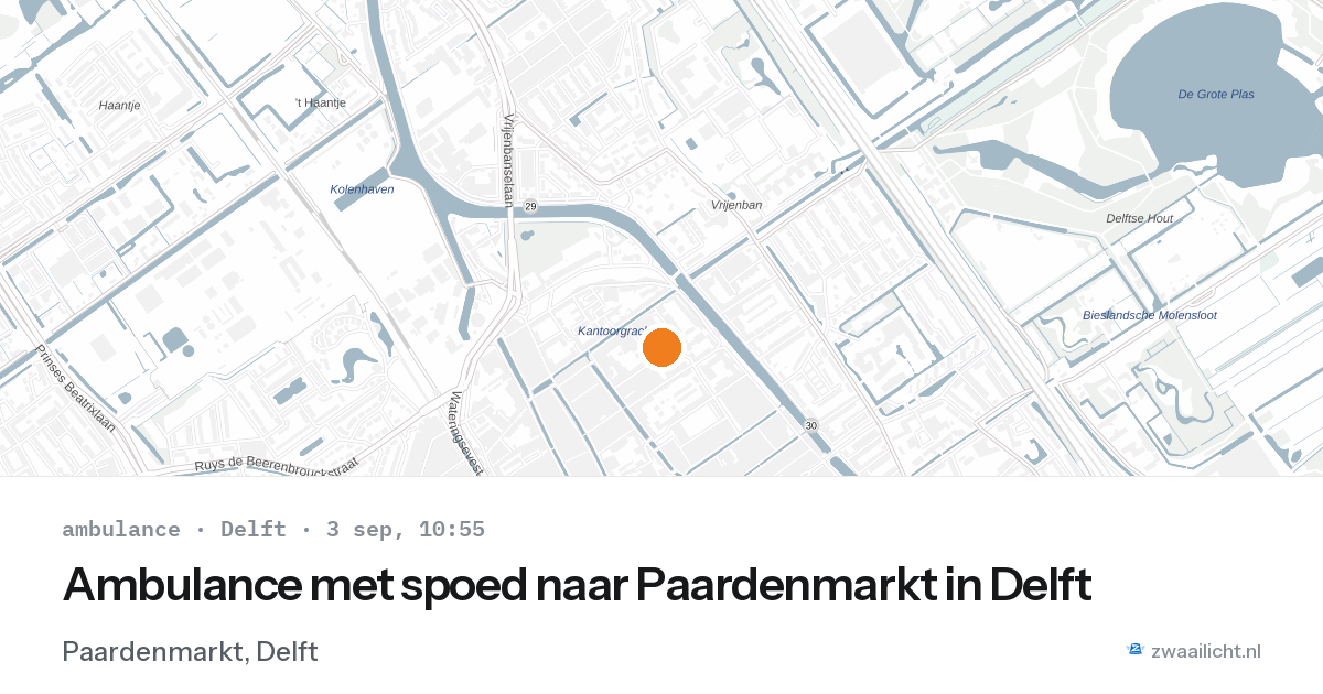 Ambulance met spoed naar Paardenmarkt in Delft — 3 sep 2026