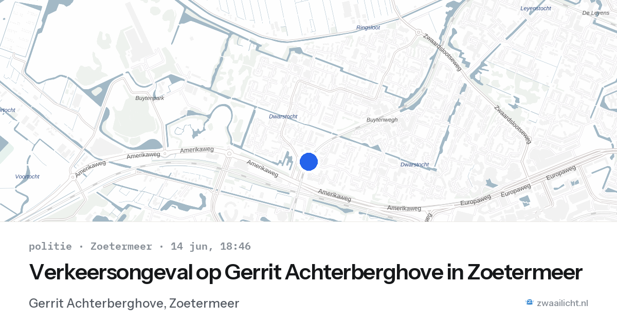 Verkeersongeval op Gerrit Achterberghove in Zoetermeer — 14 jun 2026