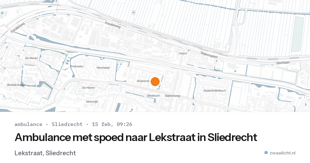 Ambulance met spoed naar Lekstraat in Sliedrecht — 15 feb 2026