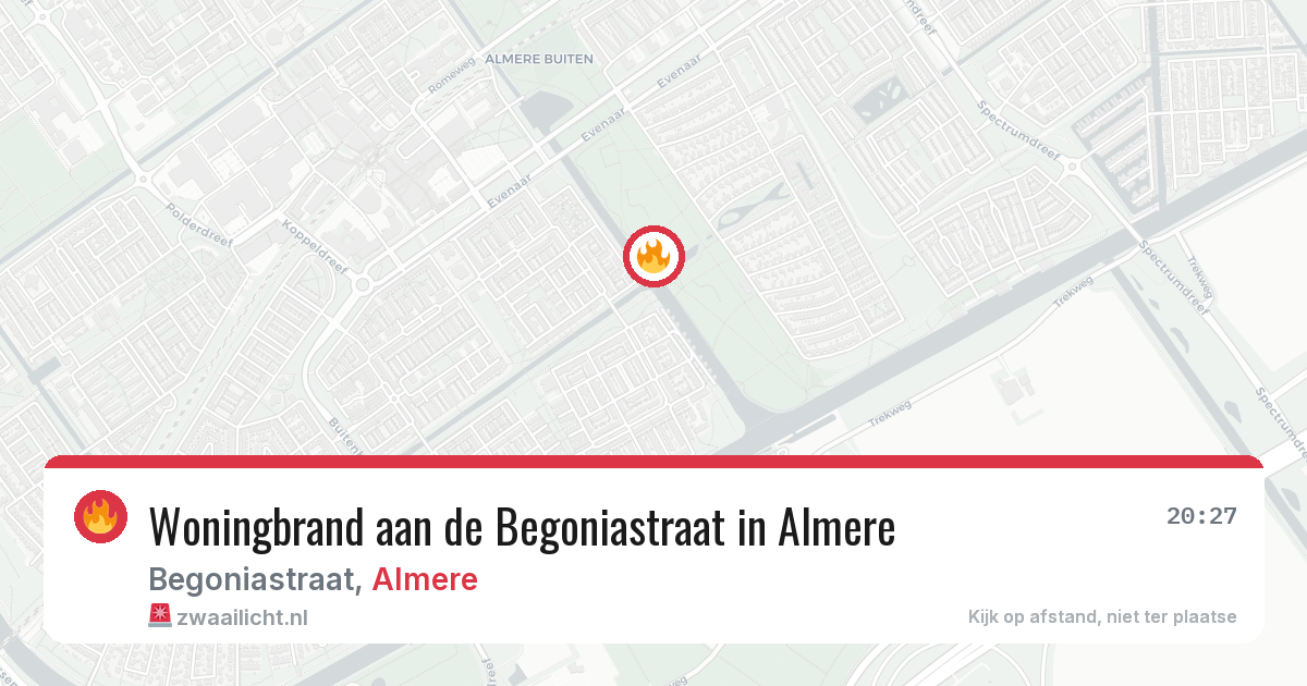 Woningbrand aan de Begoniastraat in Almere — 15 apr 2026
