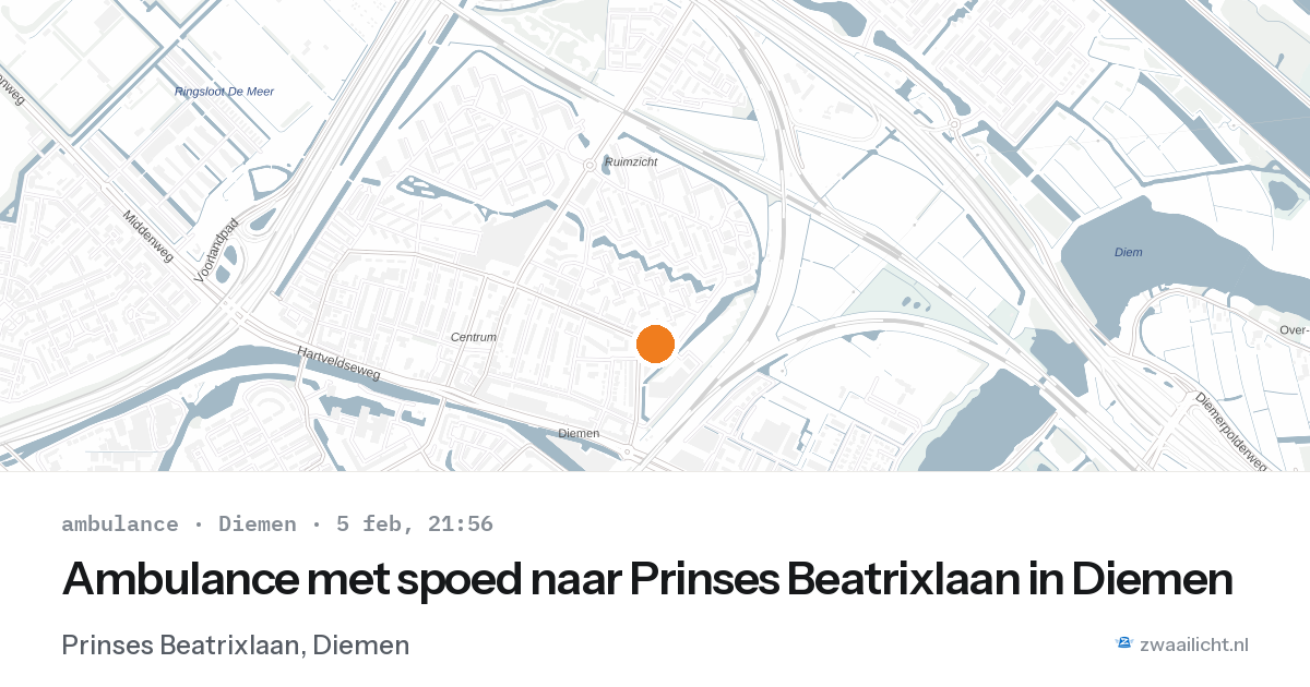 Ambulance met spoed naar Prinses Beatrixlaan in Diemen — 5 feb 2026