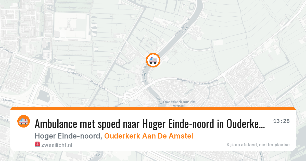 Ambulance met spoed naar Hoger Einde-noord in Ouderkerk Aan De Amstel — 9 aug 2026