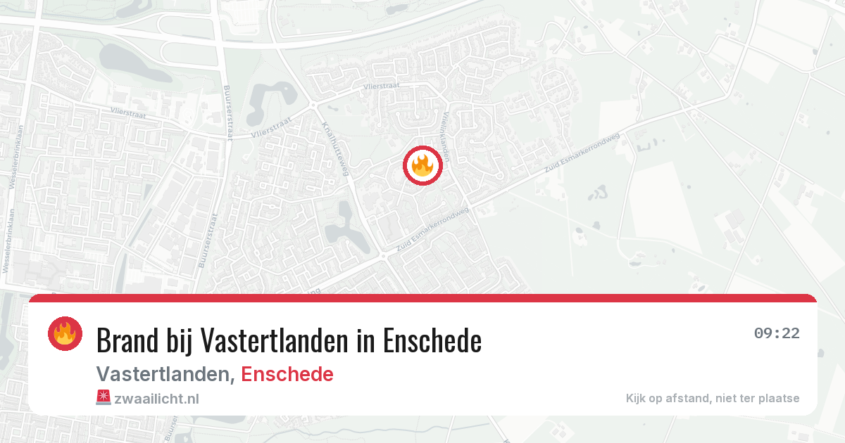 Brand bij Vastertlanden in Enschede — 10 mrt 2026