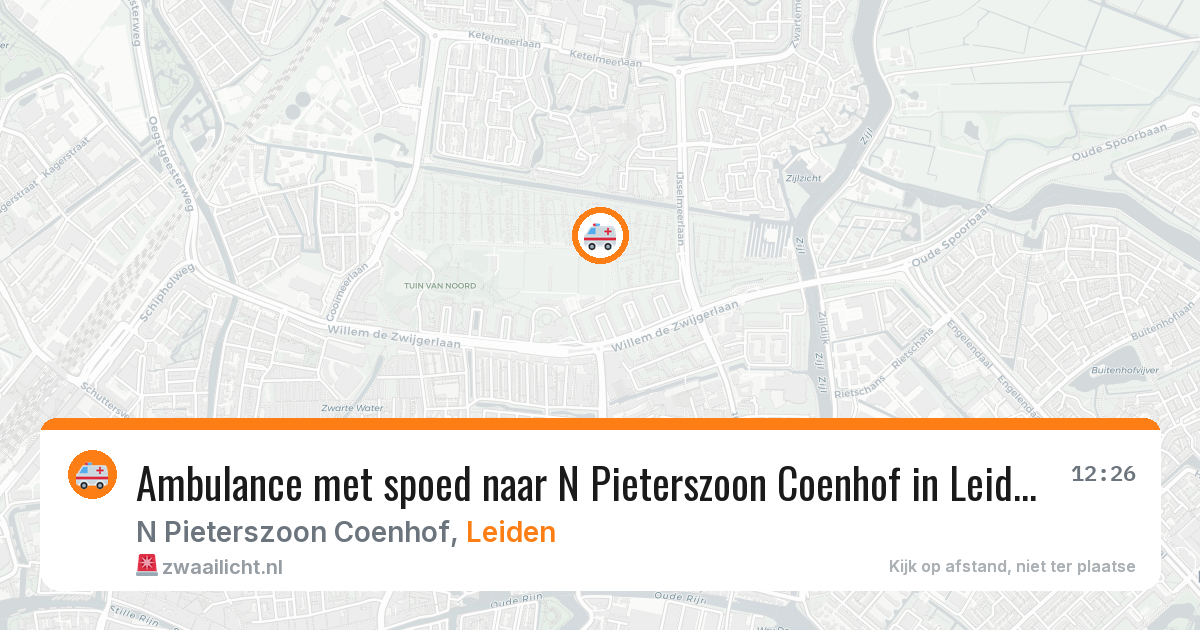 Ambulance met spoed naar N Pieterszoon Coenhof in Leiden — 27 jun 2026