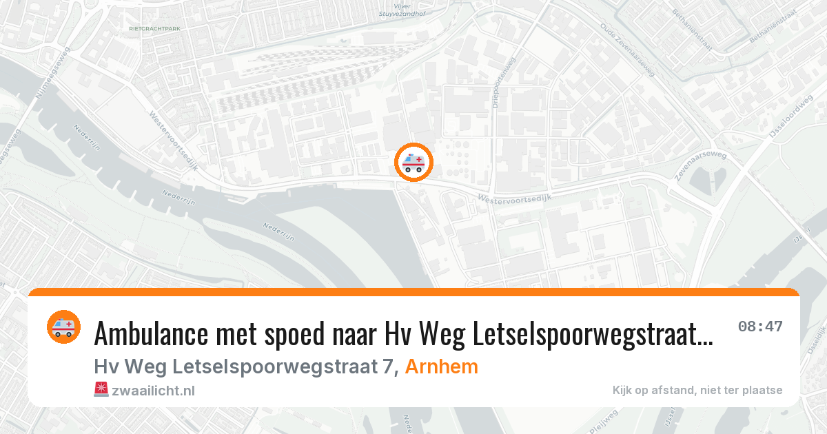 Ambulance met spoed naar Hv Weg Letselspoorwegstraat in Arnhem — 13 mei 2026