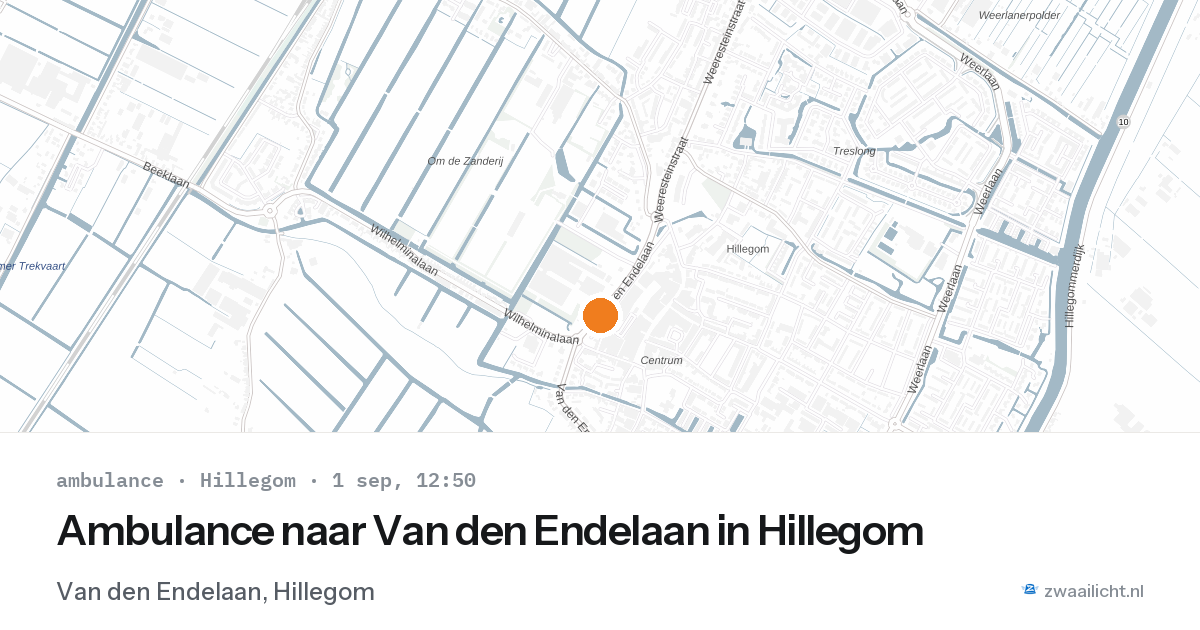 Ambulance naar Van den Endelaan in Hillegom — 1 sep 2026