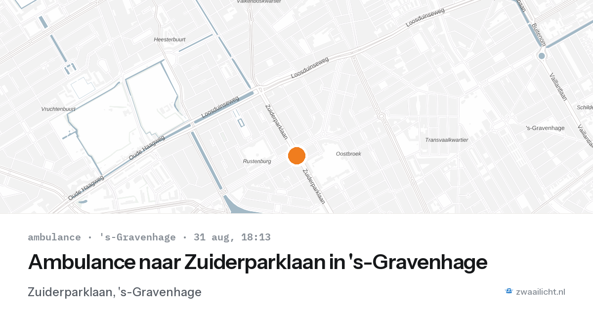 Ambulance naar Zuiderparklaan in 's-Gravenhage — 31 aug 2026