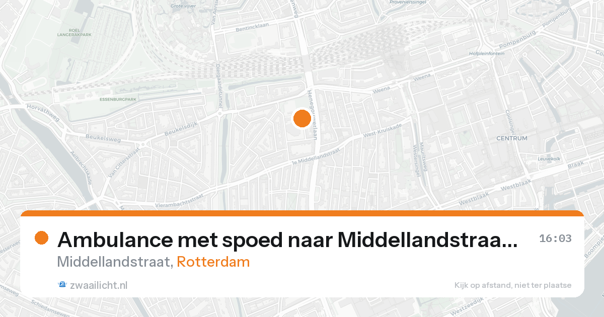 Ambulance met spoed naar Middellandstraat in Rotterdam — 16 aug 2026