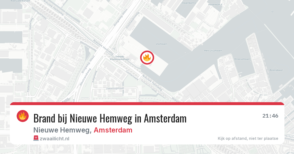 Brand bij Nieuwe Hemweg in Amsterdam — 20 mrt 2026