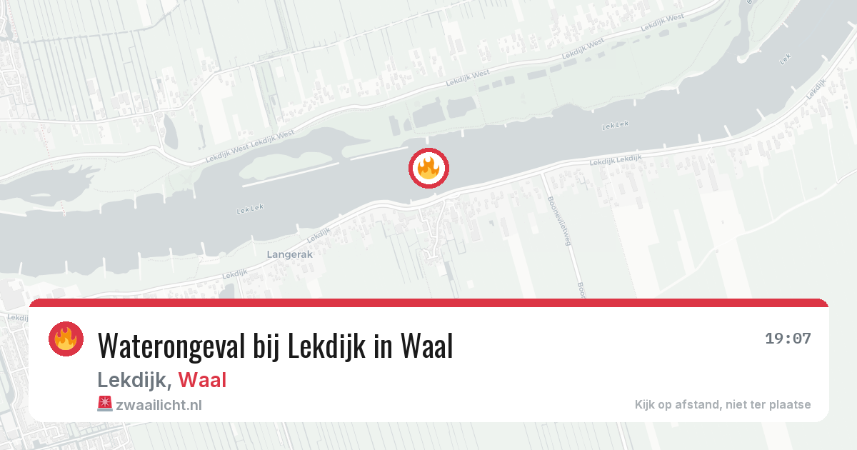 Waterongeval bij Lekdijk in Waal — 11 aug 2026