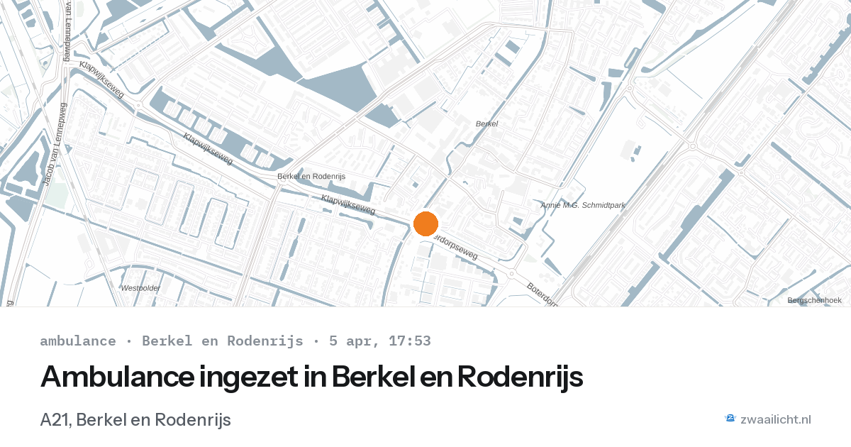 Ambulance ingezet in Berkel en Rodenrijs — 5 apr 2026 | 🚨 Zwaailicht.nl