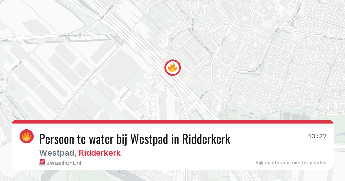 Persoon te water bij Westpad in Ridderkerk — 22 jun 2026
