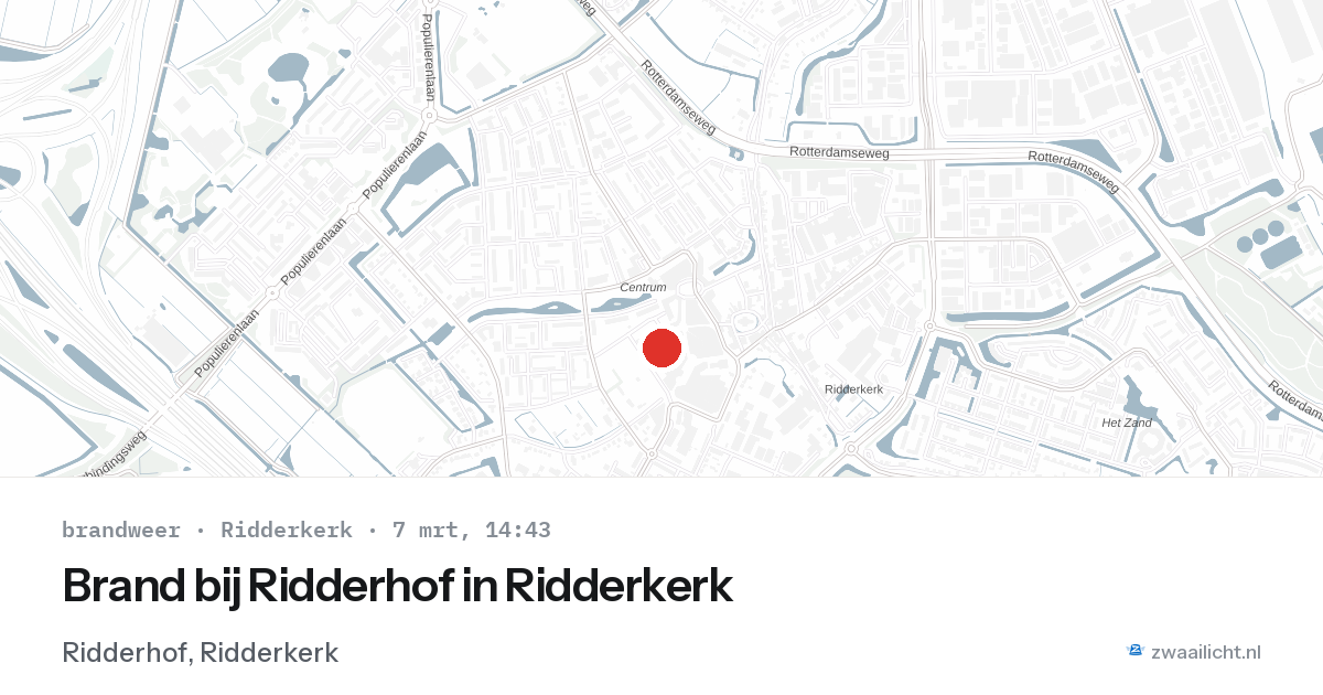Brand bij Ridderhof in Ridderkerk — 7 mrt 2026