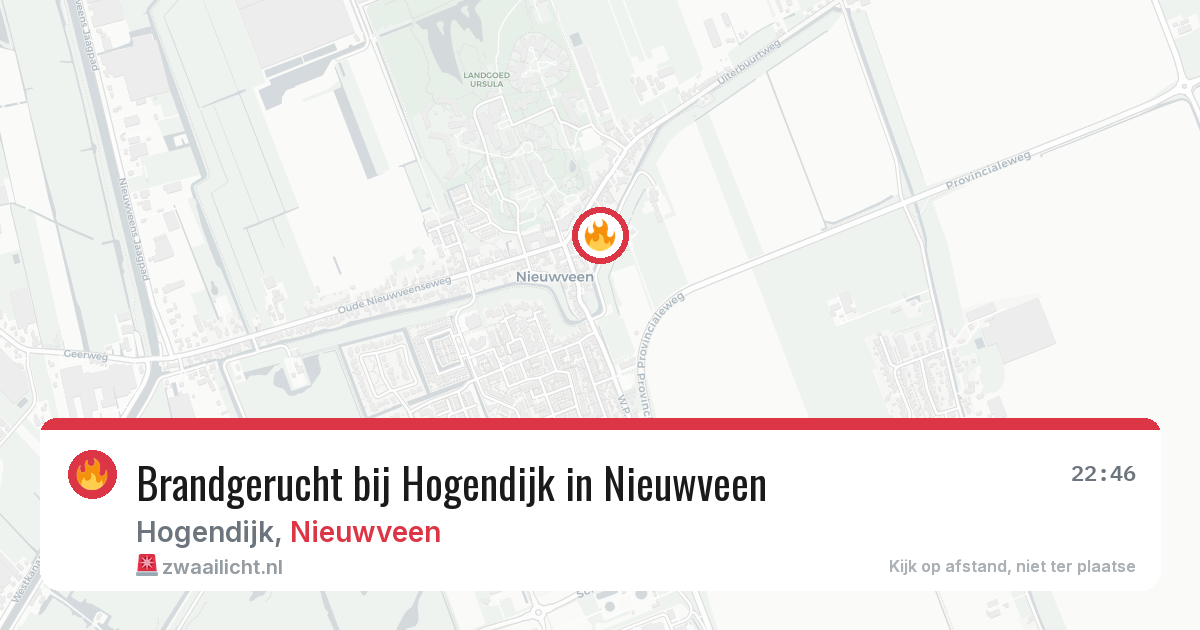 Brandgerucht bij Hogendijk in Nieuwveen — 27 jun 2026