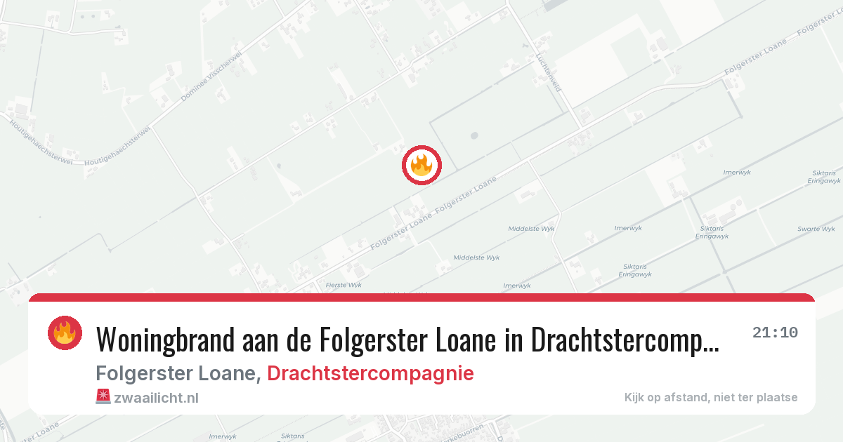 Woningbrand aan de Folgerster Loane in Drachtstercompagnie — 21 feb 2026