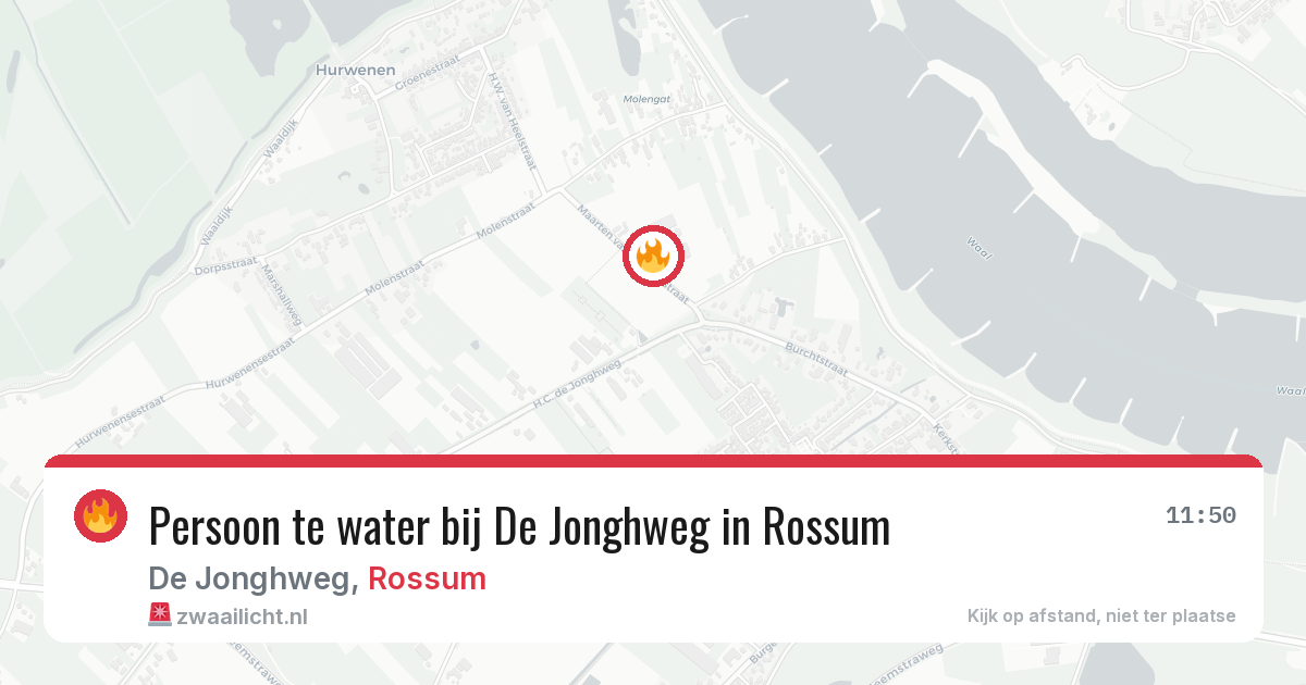 Persoon te water bij De Jonghweg in Rossum — 25 mei 2026