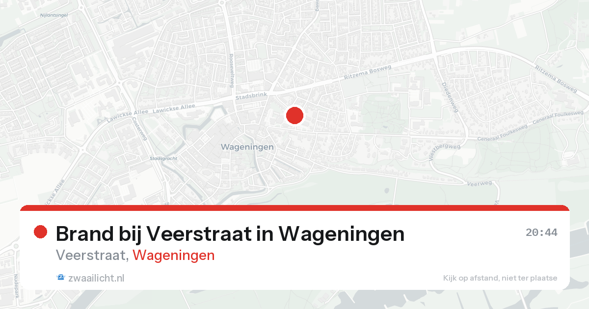 Brand bij Veerstraat in Wageningen — 22 aug 2026