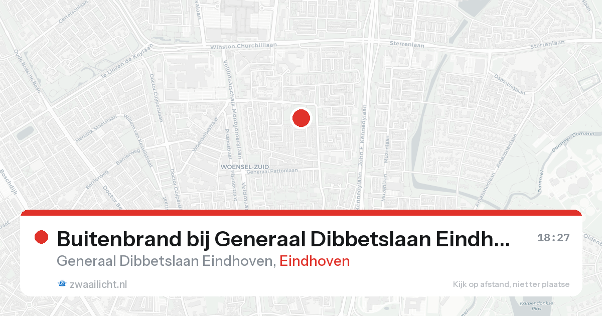 Buitenbrand bij Generaal Dibbetslaan Eindhoven in Eindhoven — 20 aug 2026