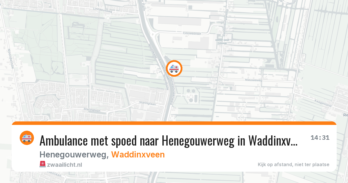 Ambulance met spoed naar Henegouwerweg in Waddinxveen — 22 jul 2026