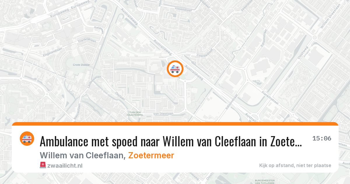 Ambulance met spoed naar Willem van Cleeflaan in Zoetermeer — 25 mrt 2026
