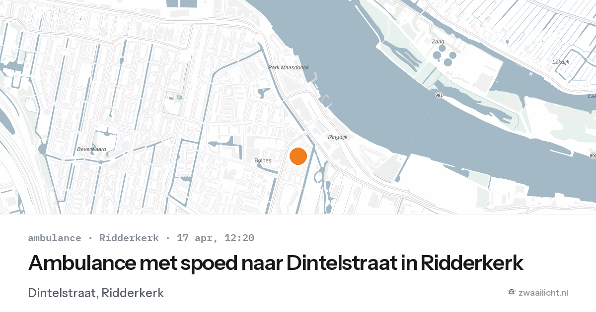 Ambulance met spoed naar Dintelstraat in Ridderkerk — 17 apr 2026