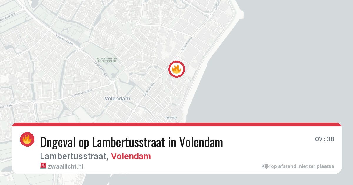 Ongeval op Lambertusstraat in Volendam — 9 aug 2026
