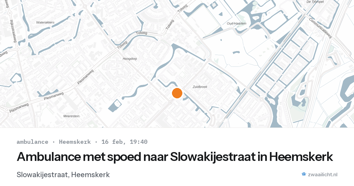 Ambulance met spoed naar Slowakijestraat in Heemskerk — 16 feb 2026