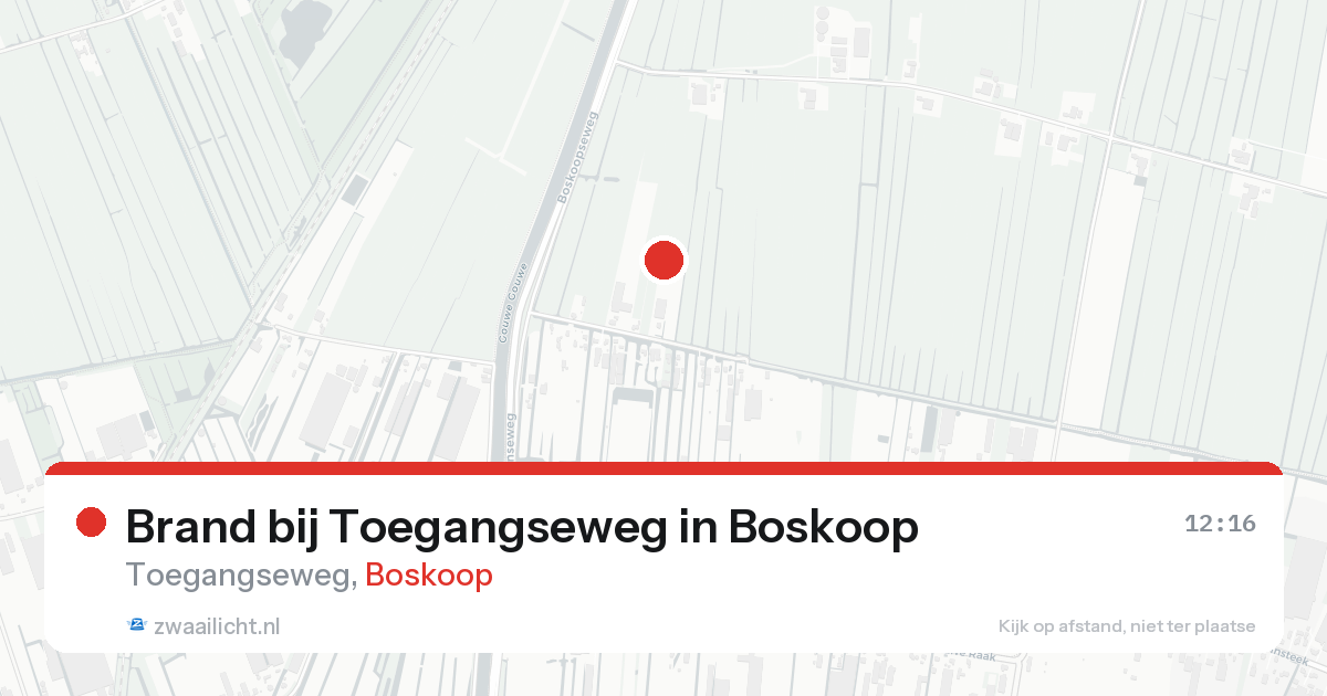 Brand bij Toegangseweg in Boskoop — 24 aug 2026