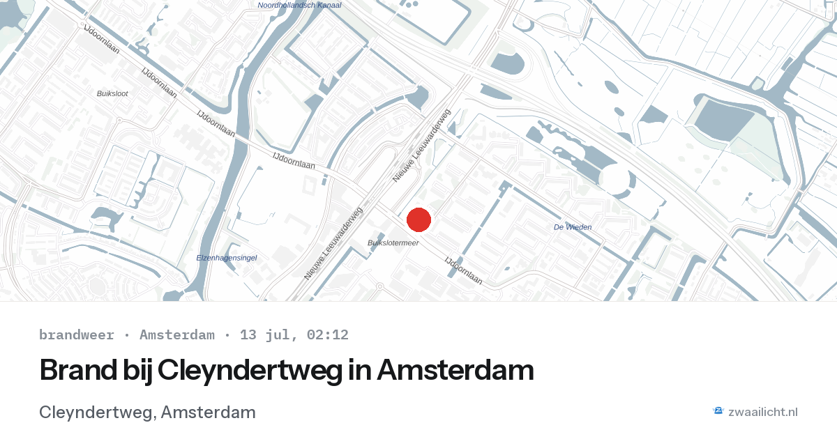Brand bij Cleyndertweg in Amsterdam — 13 jul 2026