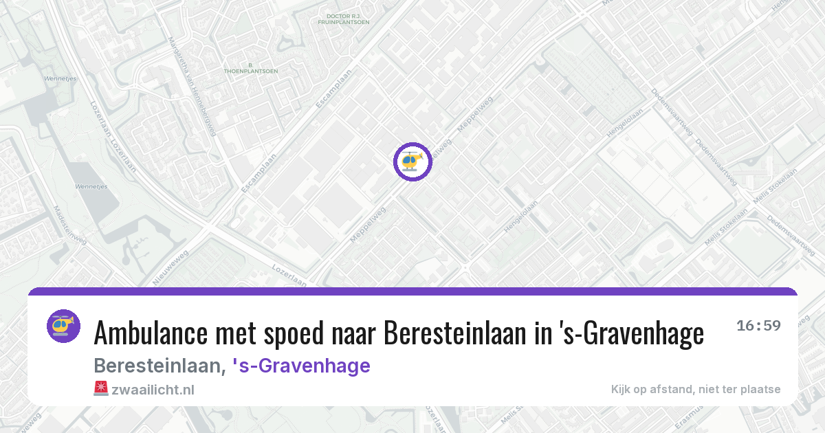 Ambulance met spoed naar Beresteinlaan in 's-Gravenhage — 21 jun 2026