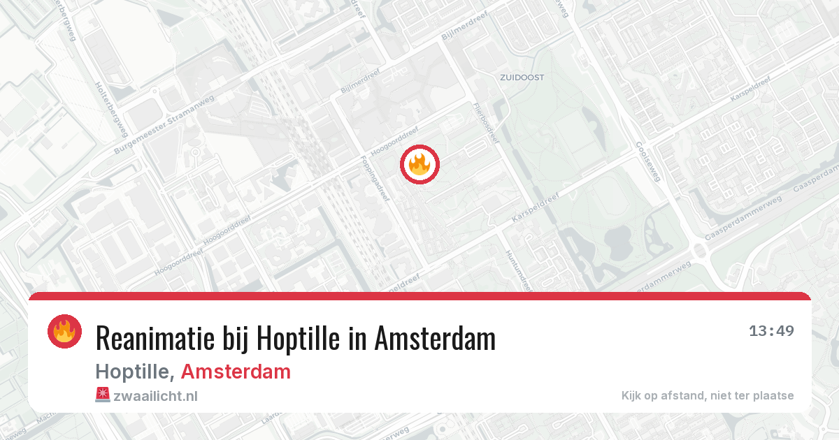 Reanimatie bij Hoptille in Amsterdam — 14 aug 2026