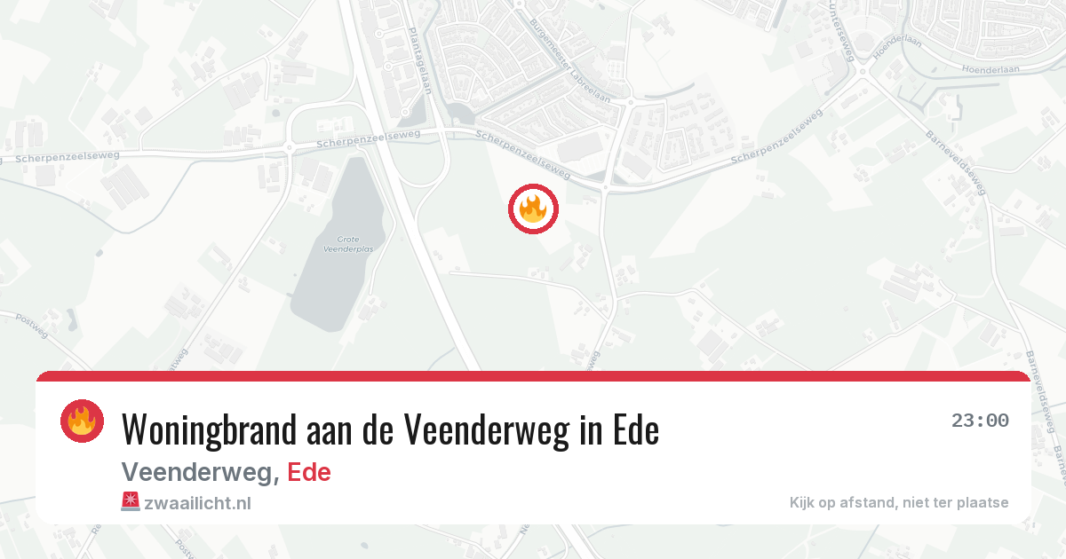Woningbrand aan de Veenderweg in Ede — 23 mrt 2026