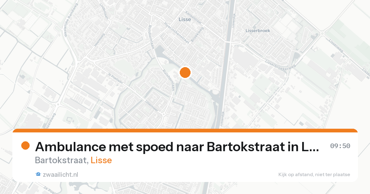 Ambulance met spoed naar Bartokstraat in Lisse — 16 aug 2026