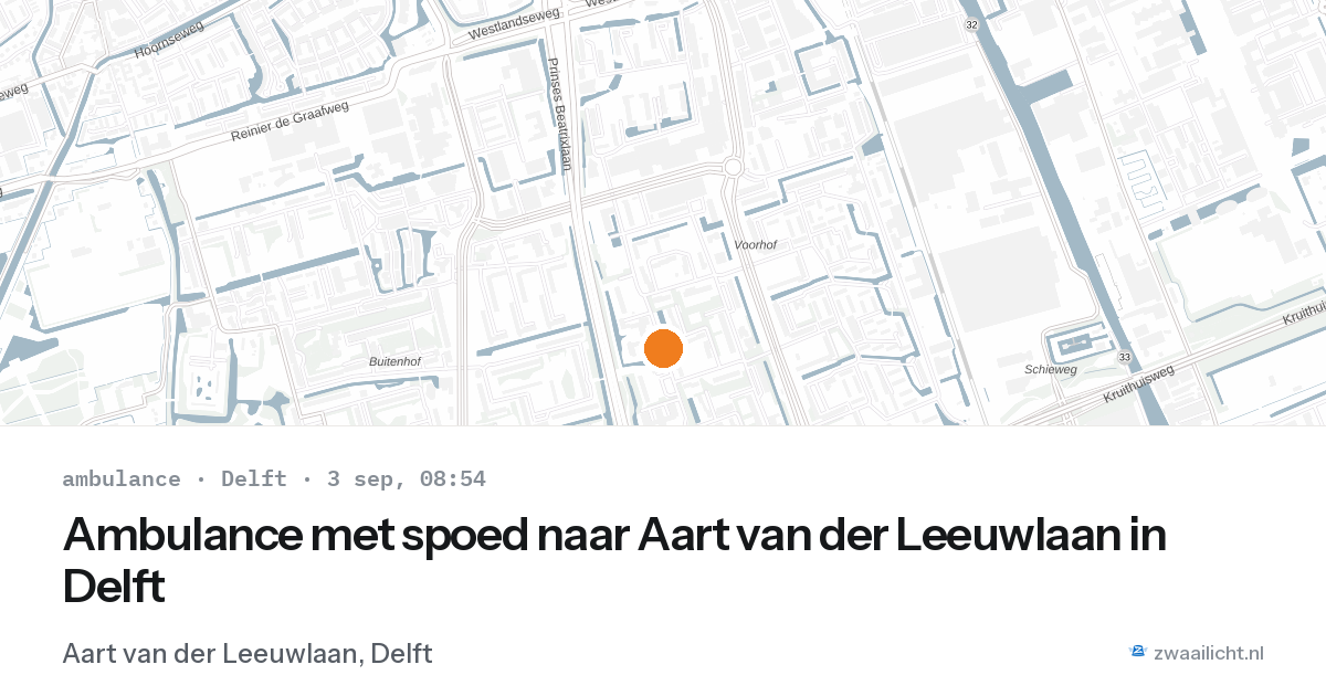 Ambulance met spoed naar Aart van der Leeuwlaan in Delft — 3 sep 2026