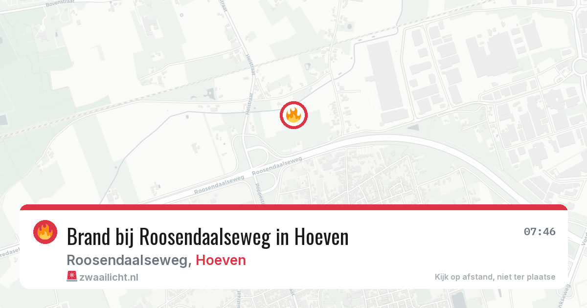 Brand bij Roosendaalseweg in Hoeven — 8 jul 2026