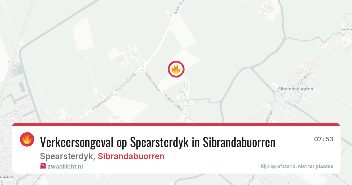 Verkeersongeval op Spearsterdyk in Sibrandabuorren — 27 jul 2026