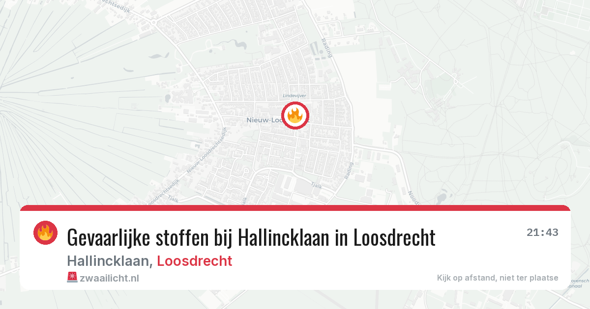 Gevaarlijke stoffen bij Hallincklaan in Loosdrecht — 16 jun 2026