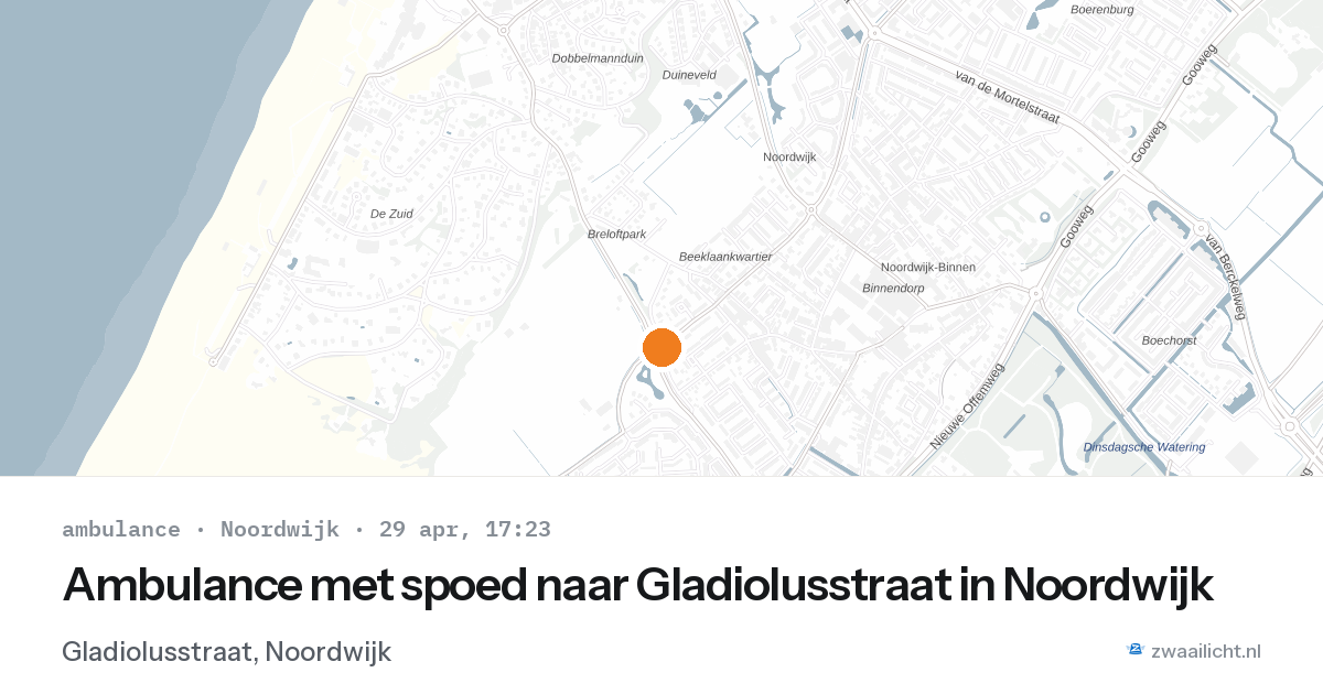 Ambulance met spoed naar Gladiolusstraat in Noordwijk — 29 apr 2026