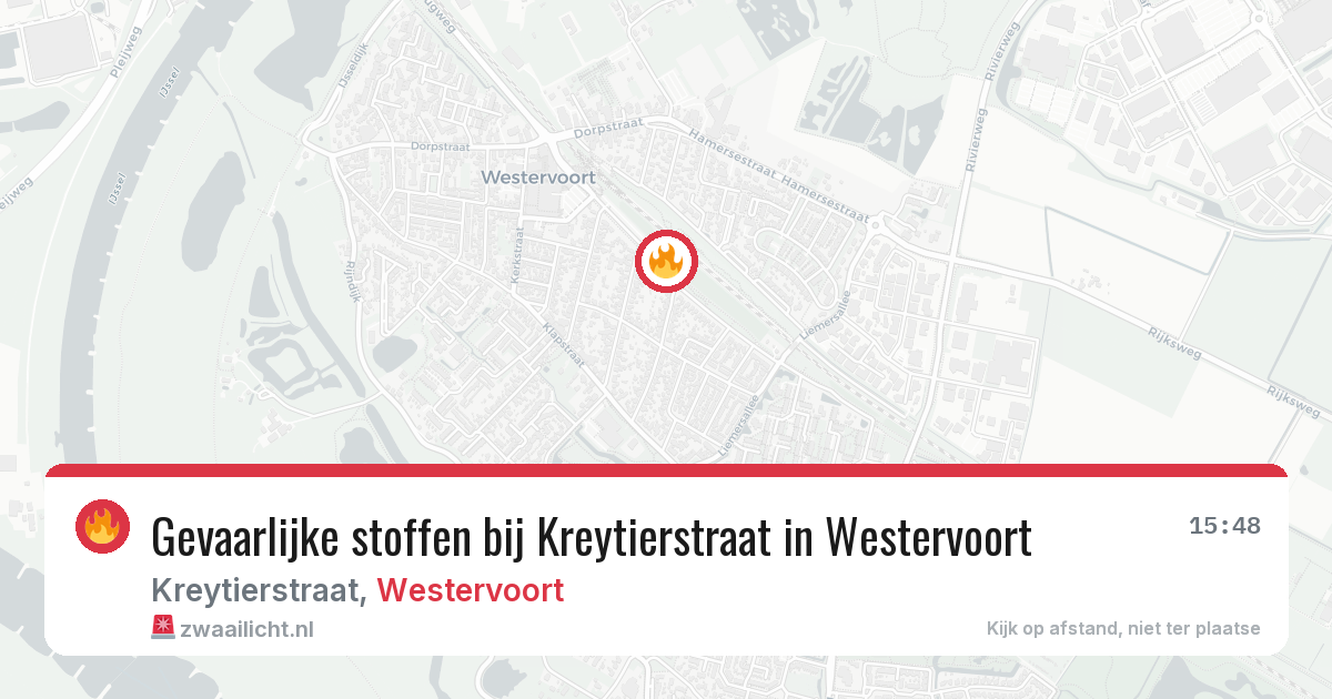 Gevaarlijke stoffen bij Kreytierstraat in Westervoort — 11 aug 2026