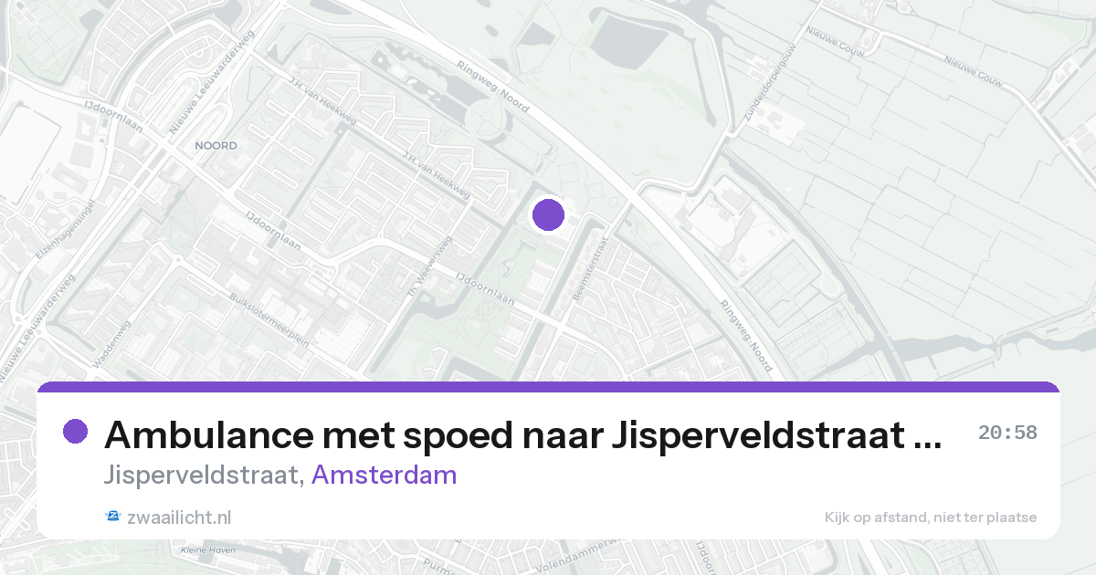 Ambulance met spoed naar Jisperveldstraat in Amsterdam — 15 aug 2026