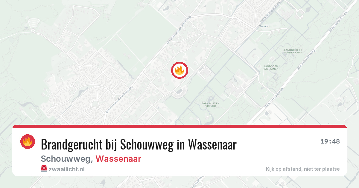 Brandgerucht bij Schouwweg in Wassenaar — 3 jul 2026