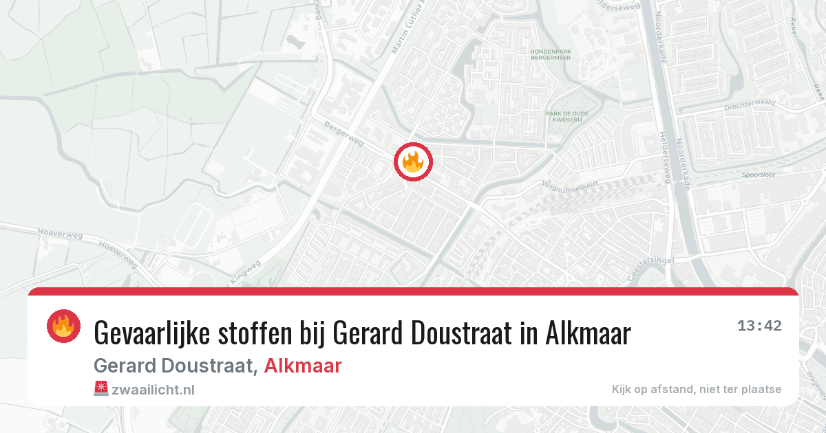 Gevaarlijke stoffen bij Gerard Doustraat in Alkmaar — 13 aug 2026