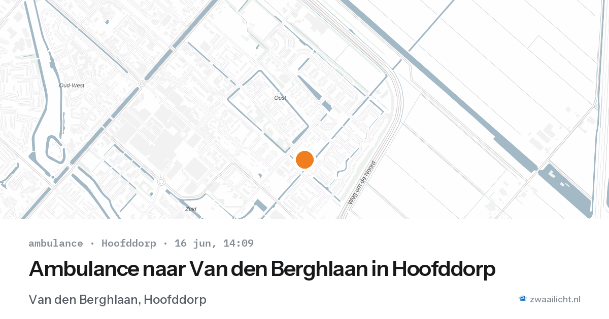 Ambulance naar Van den Berghlaan in Hoofddorp — 16 jun 2026