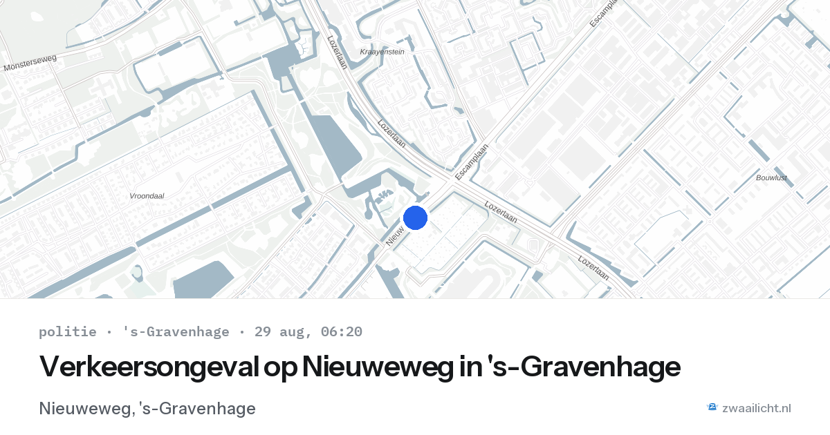 Verkeersongeval op Nieuweweg in 's-Gravenhage — 29 aug 2026