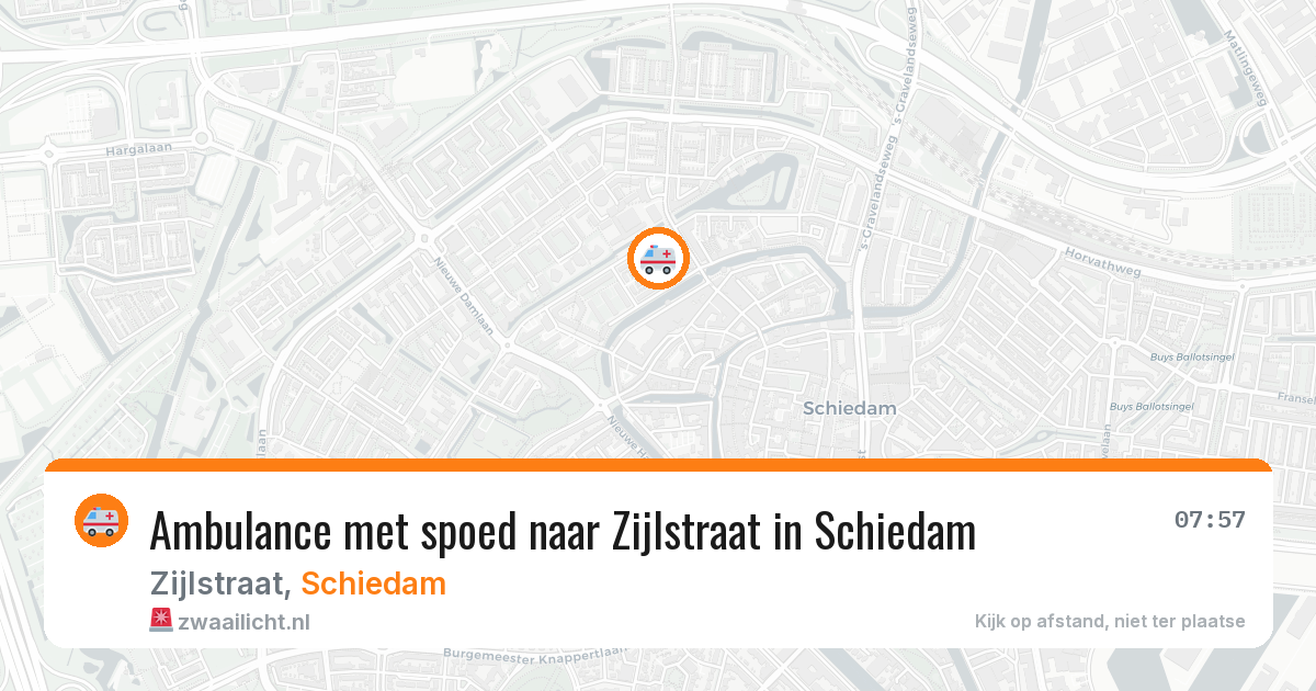 Ambulance met spoed naar Zijlstraat in Schiedam — 6 aug 2026