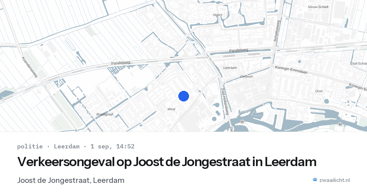 Verkeersongeval op Joost de Jongestraat in Leerdam — 1 sep 2026